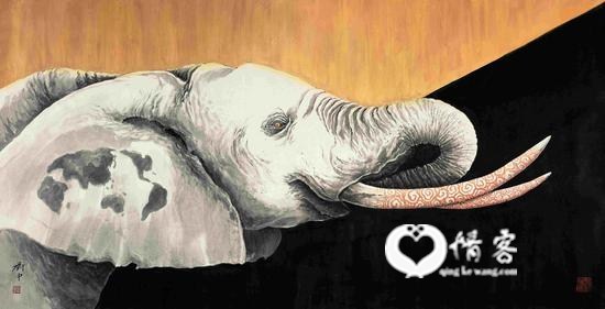 ▲ 国画《祥》之二 122cm×244cm 2007年