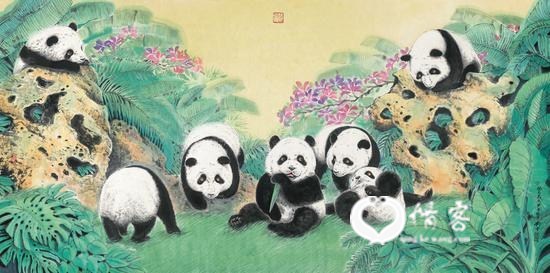 ▲ 国画《甲午七宝》 122cm×244cm 2014年