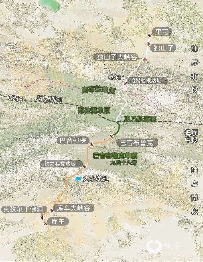 △ 独库公路全线线路图。图by 网络