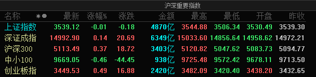A股三大指数震荡整理：创业板指涨0.49% 中药股强势